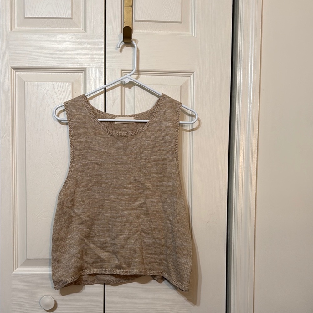 Sleeveless Tan Knit Top